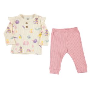 Baby Girl clothes 2-Piece Frilly Figured Set - Top and Bottom Set