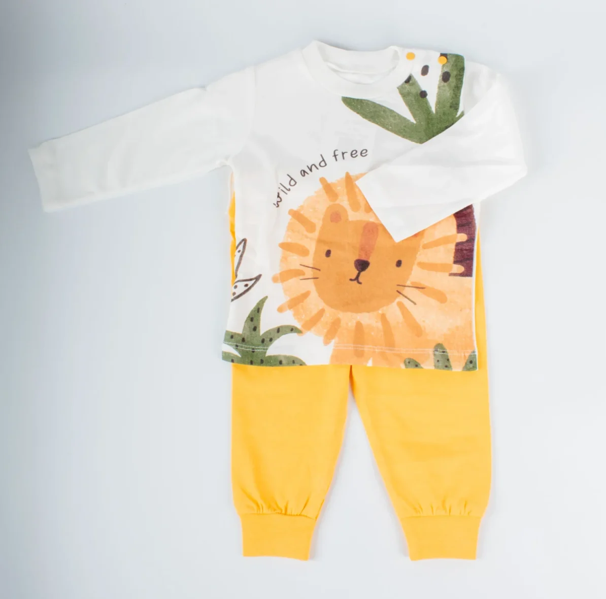 CUTE LION 2-PIECE COTTON PAJAMAS SET