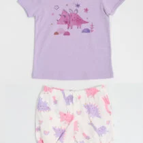 Short set for girls featuring a dinosaur design natural cotton