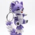 3D Printed Flexi Wolf Keychain - Purple - Adomeez