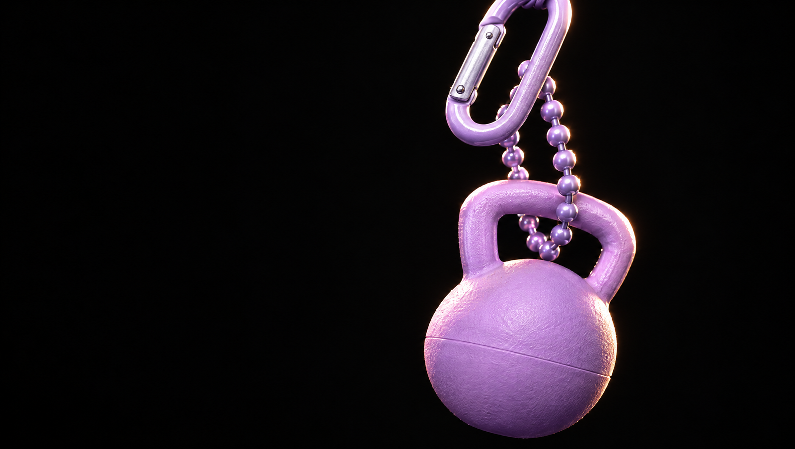 Kettlebell keychain on a metal ball chain