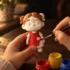 Child painting a 3D-printed figure
