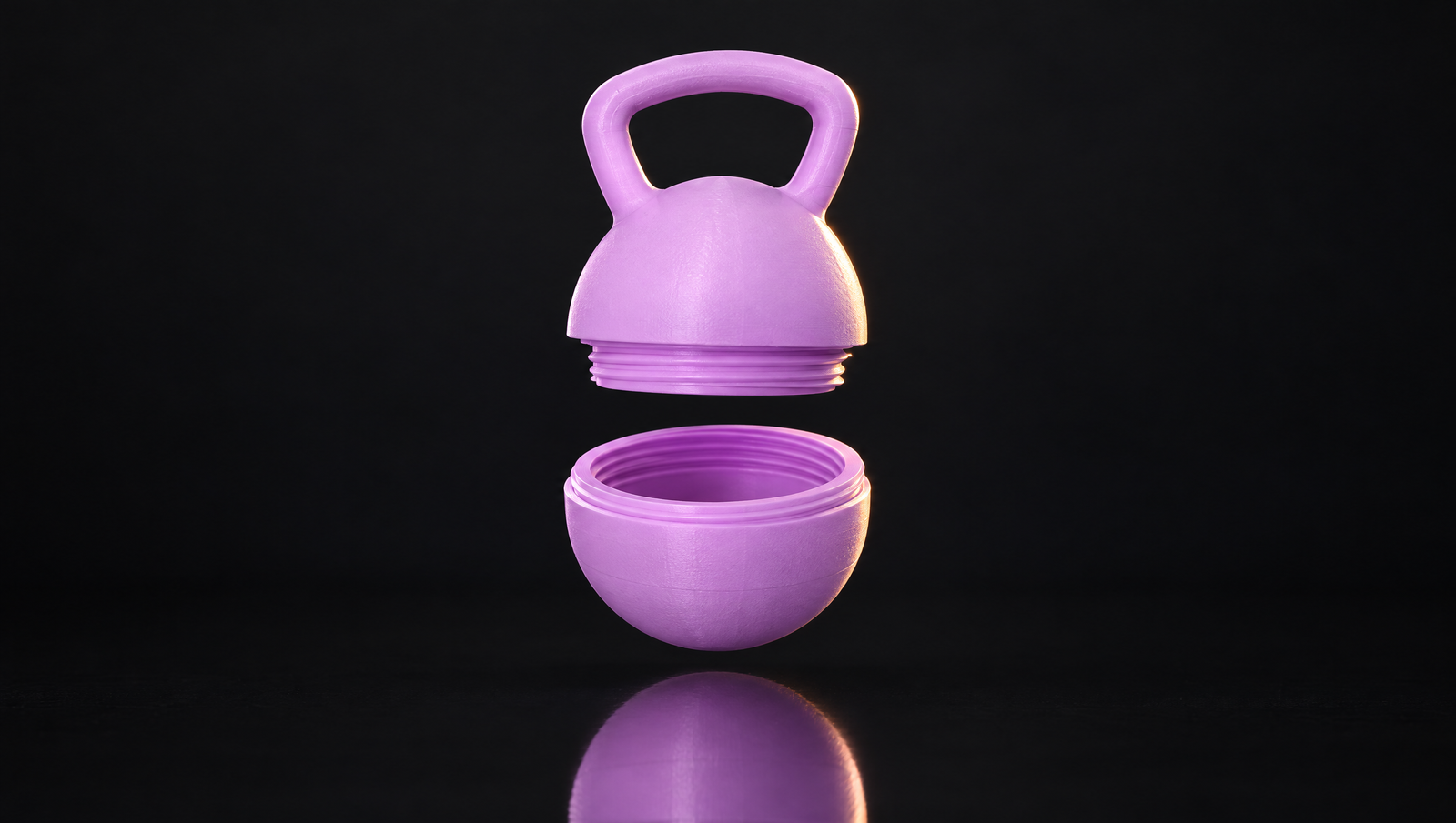 Kettlebell keychain opening to reveal the hidden compartment
